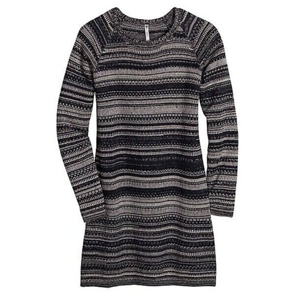 Kuhl Womens Alessandra Sweater Dress Sz Medium Gray Stripe Wool Alpaca Cotton - Picture 2 of 11
